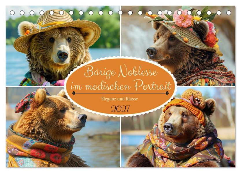 Bärige Noblesse im modischen Portrait. Eleganz und Klasse (Tischkalender 2027 DIN A5 quer) CALVENDO Monatskalender
