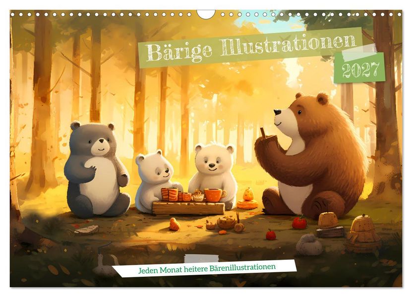 Bärige Illustrationen (Wandkalender 2027 DIN A3 quer) CALVENDO Monatskalender