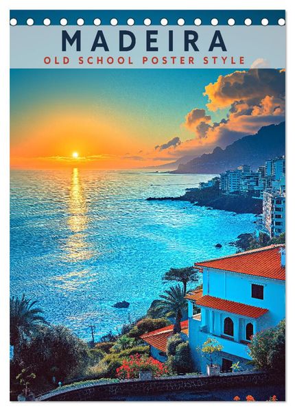 Madeira - Old School Poster Style (Tischkalender 2027 DIN A5 hoch) CALVENDO Monatskalender