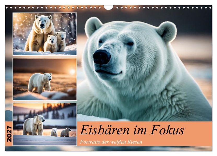 Eisbären im Fokus (Wandkalender 2027 DIN A3 quer) CALVENDO Monatskalender