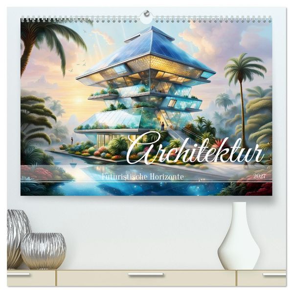 Architektur Futuristische Horizonte (hochwertiger Premium Wandkalender 2027 DIN A2 quer) Kunstdruck in Hochglanz