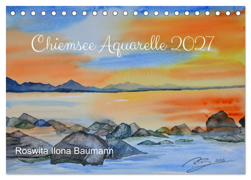 Chiemsee Aquarelle (Tischkalender 2027 DIN A5 quer) CALVENDO Monatskalender