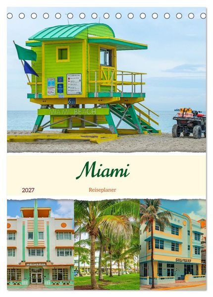 Miami - Reiseplaner (Tischkalender 2027 DIN A5 hoch) CALVENDO Monatskalender