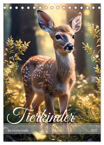 Tierkinder im Zauberwald (Tischkalender 2027 DIN A5 hoch) CALVENDO Monatskalender