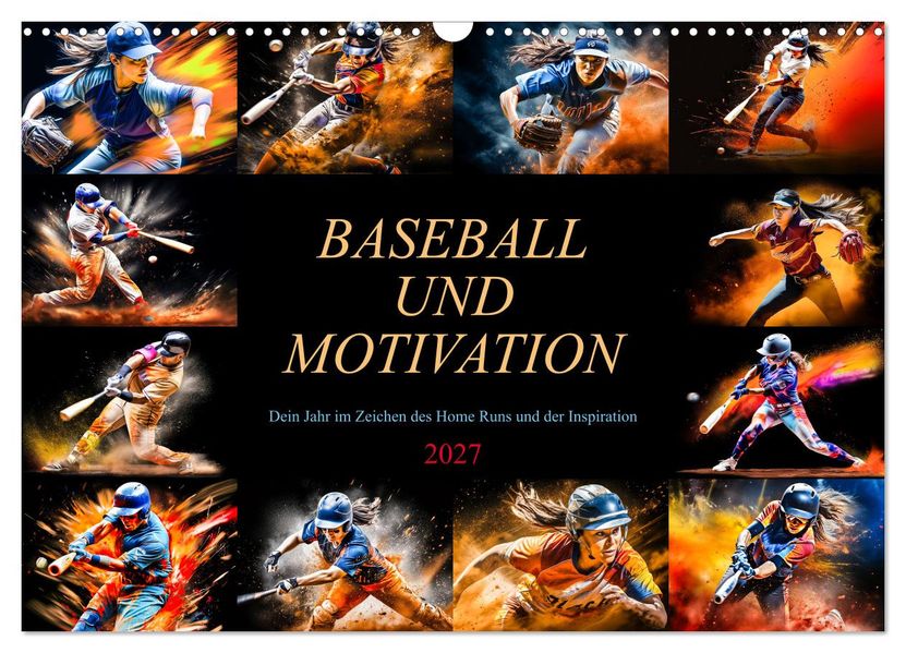 Baseball und Motivation (Wandkalender 2027 DIN A3 quer) CALVENDO Monatskalender