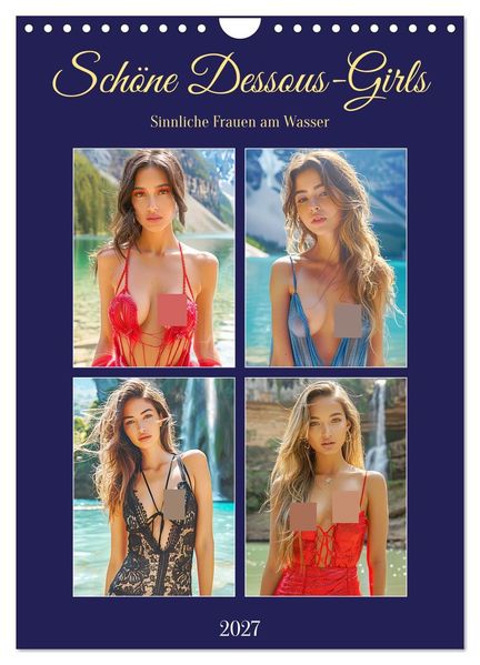 Schöne Dessous-Girls. Sinnliche Frauen am Wasser (Wandkalender 2027 DIN A4 hoch) CALVENDO Monatskalender