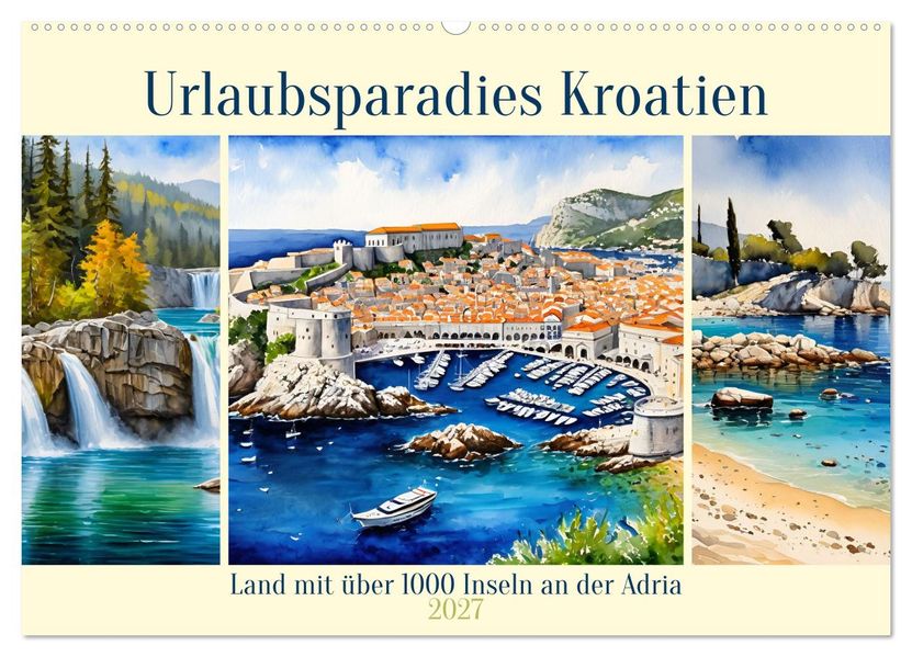 Urlaubsparadies Kroatien (Wandkalender 2027 DIN A2 quer) CALVENDO Monatskalender