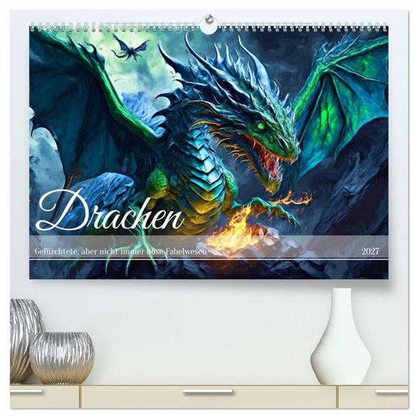 Drachen - Gefürchtete aber nicht immer böse Fabelwesen (hochwertiger Premium Wandkalender 2027 DIN A2 quer) Kunstdruck in Hochglanz