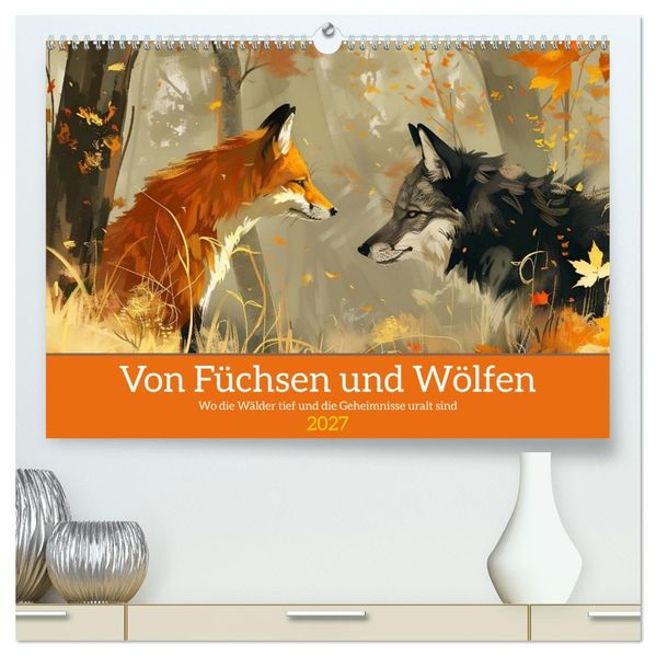 Von Füchsen und Wölfen (hochwertiger Premium Wandkalender 2027 DIN A2 quer) Kunstdruck in Hochglanz