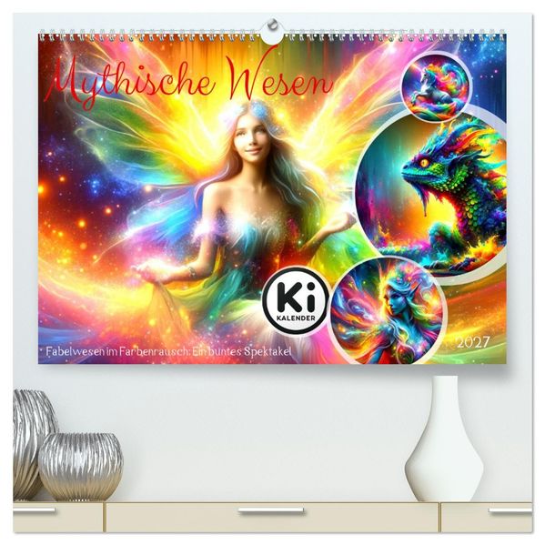 Mythische Wesen - Fabelwesen im Farbenrausch: Ein buntes Spektakel (hochwertiger Premium Wandkalender 2027 DIN A2 quer) Kunstdruck in Hochglanz