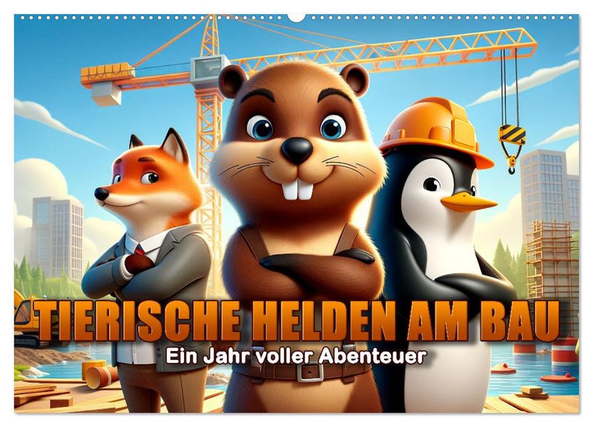 Tierische Helden am Bau: Ein Jahr voller Abenteuer (Wandkalender 2027 DIN A2 quer) CALVENDO Monatskalender