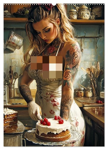 Tattoo Girls and Cakes (Wall Calendar 2027 DIN A2 portrait) CALVENDO 12 Month Wall Calendar