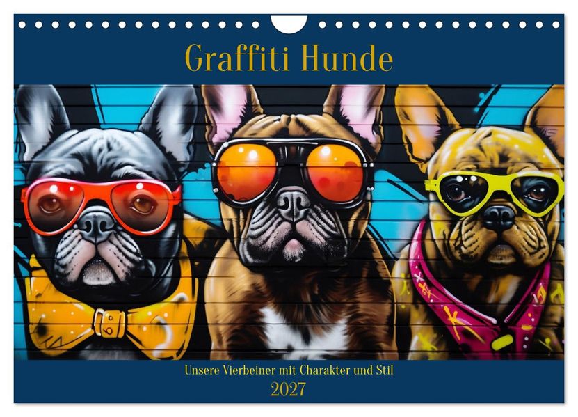 Graffiti Hunde (Wandkalender 2027 DIN A4 quer) CALVENDO Monatskalender