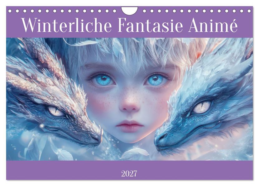 Winterliche Fantasie Animé (Wandkalender 2027 DIN A4 quer) CALVENDO Monatskalender