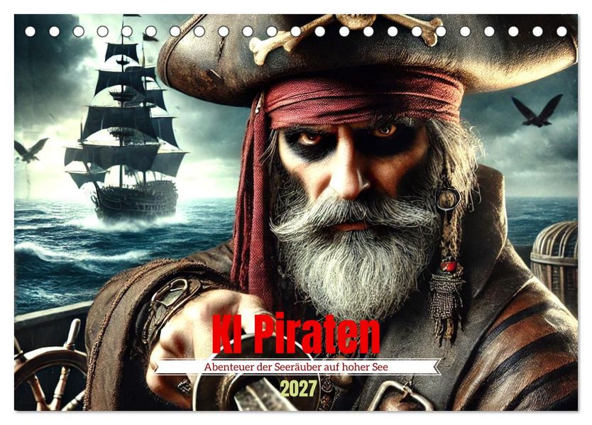 KI Piraten - Abenteuer der Seeräuber auf hoher See (Tischkalender 2027 DIN A5 quer) CALVENDO Monatskalender