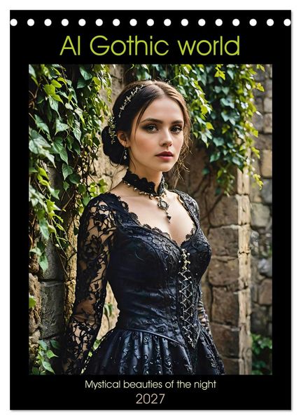 AI Gothic world - Mystical beauties of the night (Desk Calendar 2027 DIN A5 portrait) CALVENDO 12 Month DeskCalendar