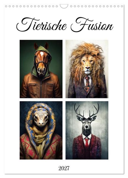 Tierische Fusion (Wandkalender 2027 DIN A3 hoch) CALVENDO Monatskalender