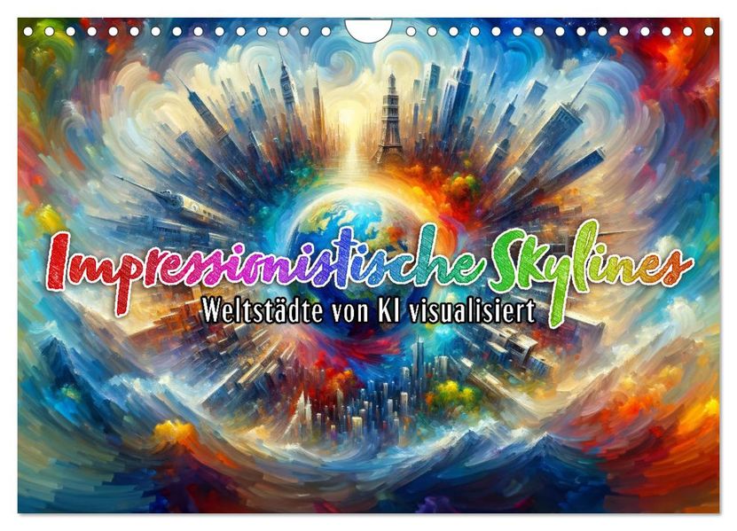 Impressionistische Skylines - Weltstädte von KI visualisiert (Wandkalender 2027 DIN A4 quer) CALVENDO Monatskalender
