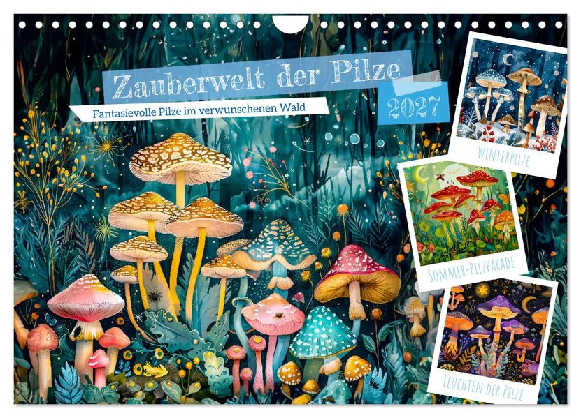 Zauberwelt der Pilze - Fantasievolle Pilze im verwunschenen Wald (Wandkalender 2027 DIN A4 quer) CALVENDO Monatskalender