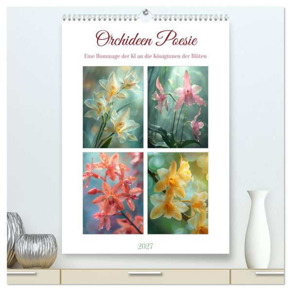Orchideen Poesie (hochwertiger Premium Wandkalender 2027 DIN A2 hoch) Kunstdruck in Hochglanz