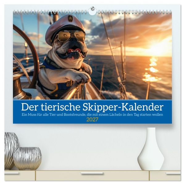 Der tierisch Skipper-Kalender (hochwertiger Premium Wandkalender 2027 DIN A2 quer) Kunstdruck in Hochglanz