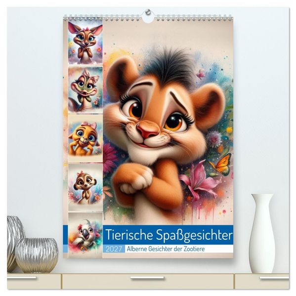 Tierische Spaßgesichter - Alberne Gesichter der Zootiere (hochwertiger Premium Wandkalender 2027 DIN A2 hoch) Kunstdruck in Hochglanz