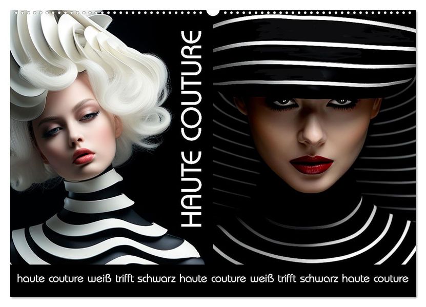 Haute Couture - Weiß trifft Schwarz (Wandkalender 2027 DIN A2 quer) CALVENDO Monatskalender