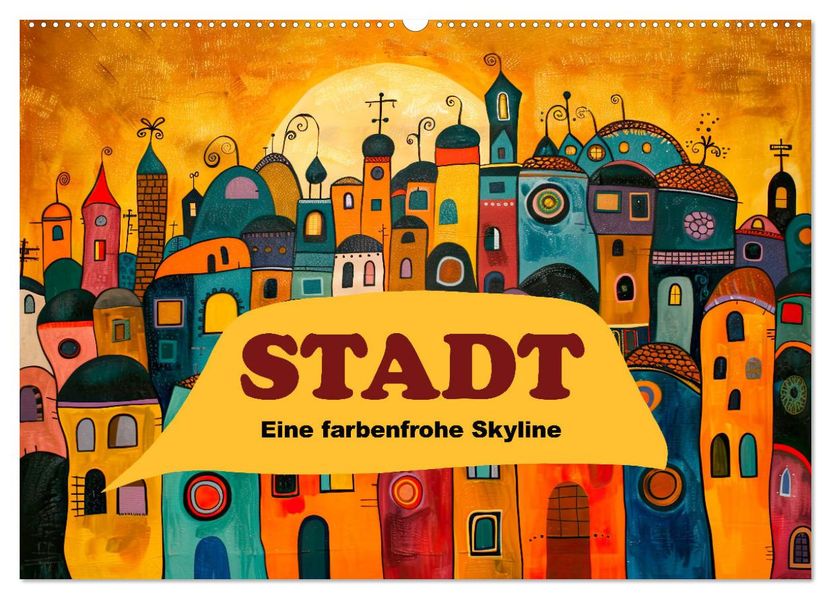 Stadt - Eine farbenfrohe Skyline (Wandkalender 2027 DIN A2 quer) CALVENDO Monatskalender