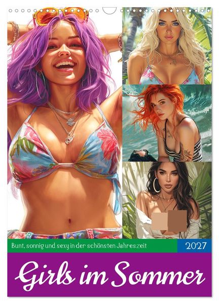 Girls im Sommer. Bunt sonnig und sexy in der schönsten Jahreszeit (Wandkalender 2027 DIN A3 hoch) CALVENDO Monatskalender