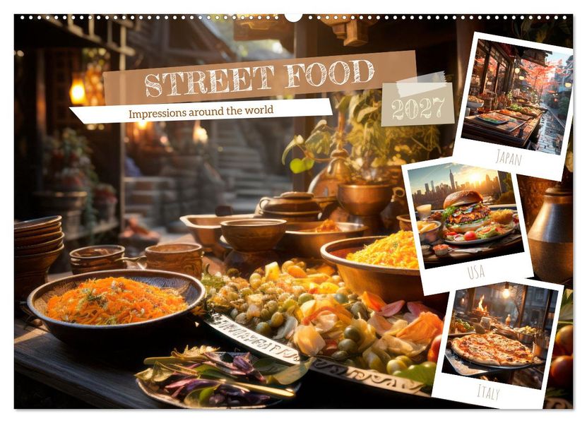 STREET FOOD Impressions around the world (Wall Calendar 2027 DIN A2 landscape) CALVENDO 12 Month Wall Calendar