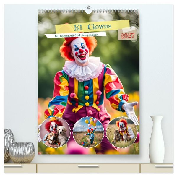KI Clowns Mit Leichtigkeit das Leben genießen (hochwertiger Premium Wandkalender 2027 DIN A2 hoch) Kunstdruck in Hochglanz