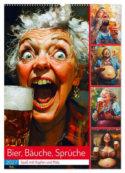Bier Bäuche Sprüche. Spaß mit Hopfen und Malz (Wandkalender 2027 DIN A2 hoch) CALVENDO Monatskalender