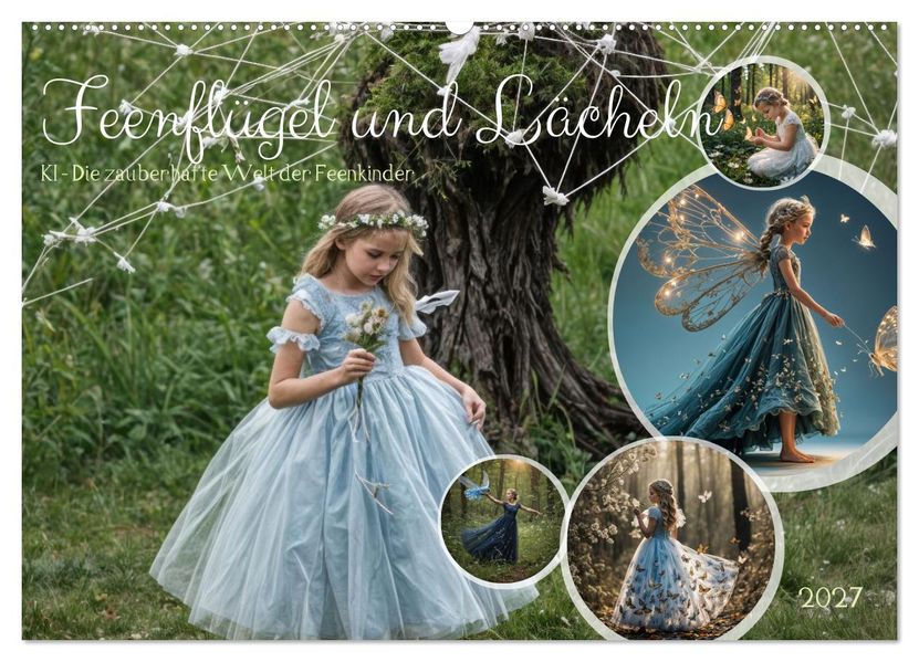 Feenflügel und Lächeln KI - Die zauberhafte Welt der Feenkinder (Wandkalender 2027 DIN A2 quer) CALVENDO Monatskalender