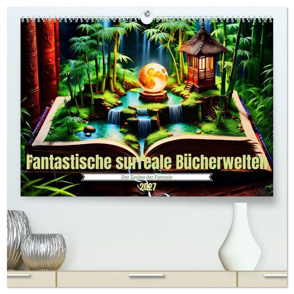 Fantastische surreale Bücherwelten (hochwertiger Premium Wandkalender 2027 DIN A2 quer) Kunstdruck in Hochglanz