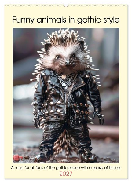 Funny animals in gothic style (Wall Calendar 2027 DIN A2 portrait) CALVENDO 12 Month Wall Calendar
