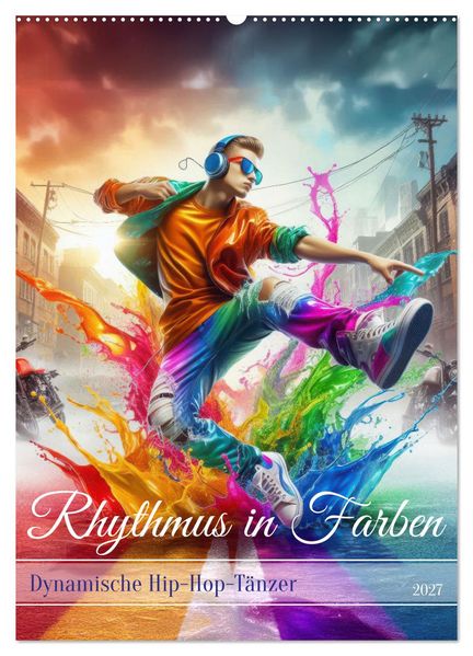 Rhythmus in Farben - Dynamische Hip-Hop-Tänzer (Wandkalender 2027 DIN A2 hoch) CALVENDO Monatskalender
