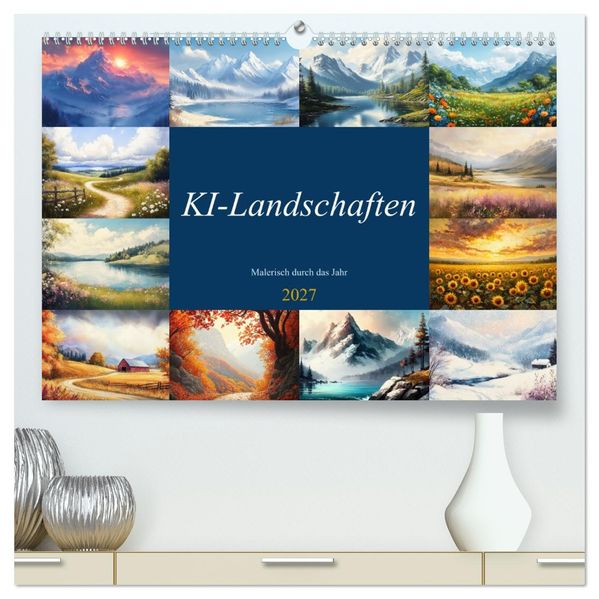 KI-Landschaften - Malerisch durch das Jahr (hochwertiger Premium Wandkalender 2027 DIN A2 quer) Kunstdruck in Hochglanz
