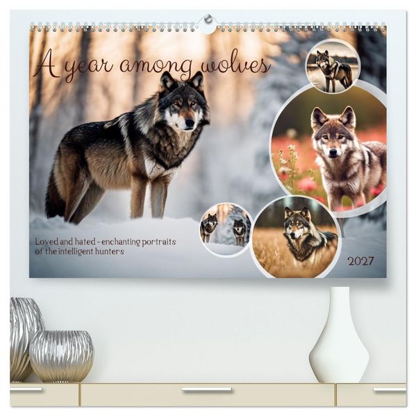 A year among wolves (High Quality Premium Wall Calendar 2027 DIN A2 landscape)CALVENDO 12 Month Wall Calendar