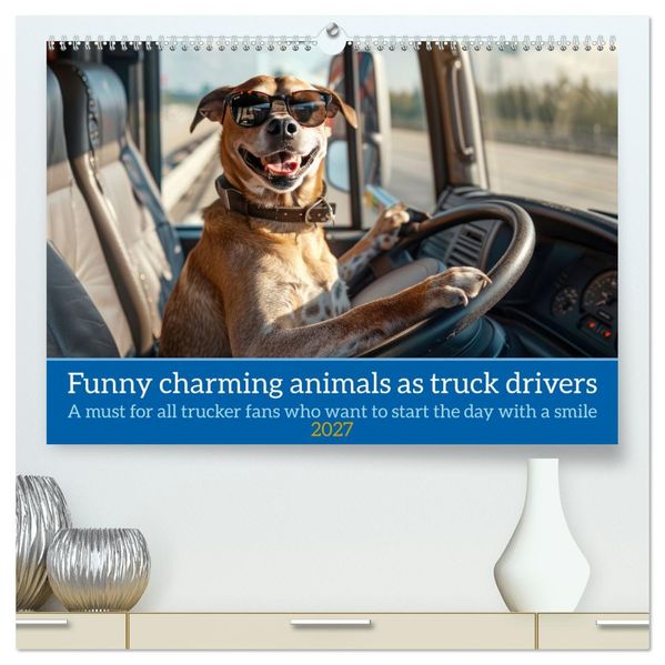 Funny charming animals as truck drivers (High Quality Premium Wall Calendar 2027 DIN A2 landscape)CALVENDO 12 Month Wall Calendar
