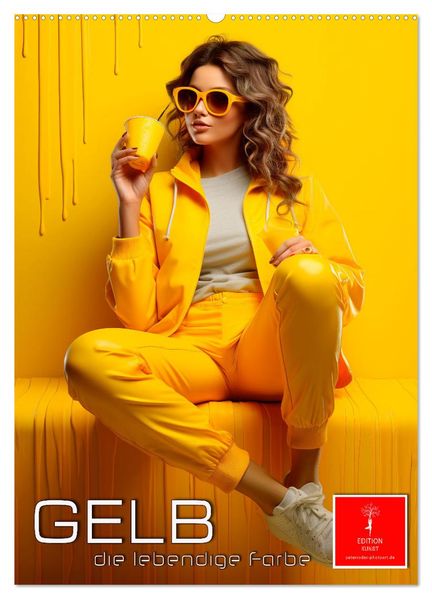 Gelb die lebendige Farbe (Wandkalender 2027 DIN A2 hoch) CALVENDO Monatskalender