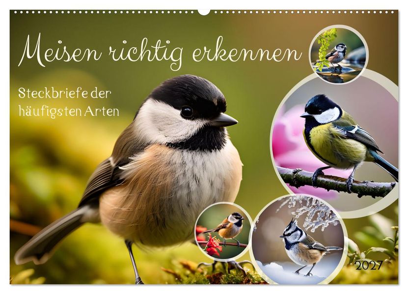 Meisen richtig erkennen (Wandkalender 2027 DIN A2 quer) CALVENDO Monatskalender