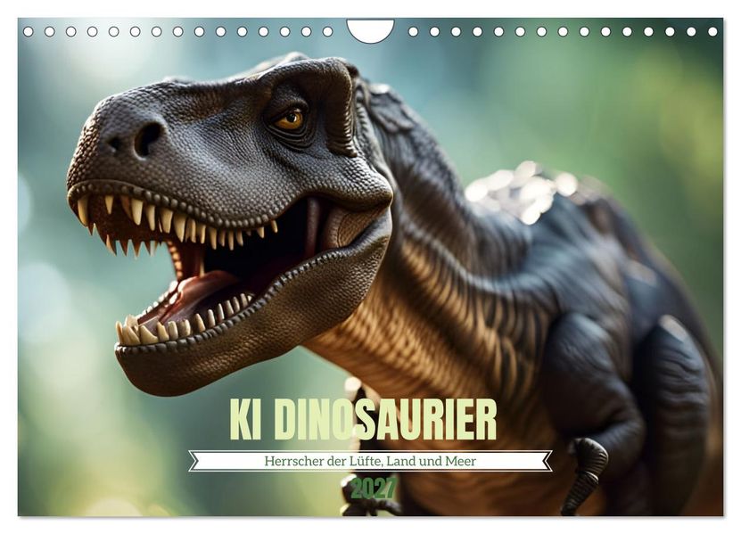 KI Dinosaurier - Herrscher der Lüfte Land und Meer (Wandkalender 2027 DIN A4 quer) CALVENDO Monatskalender