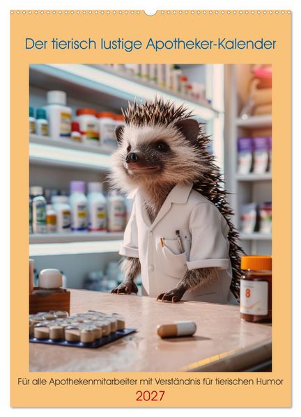 Der tierisch lustige Apotheker-Kalender (Wandkalender 2027 DIN A2 hoch) CALVENDO Monatskalender