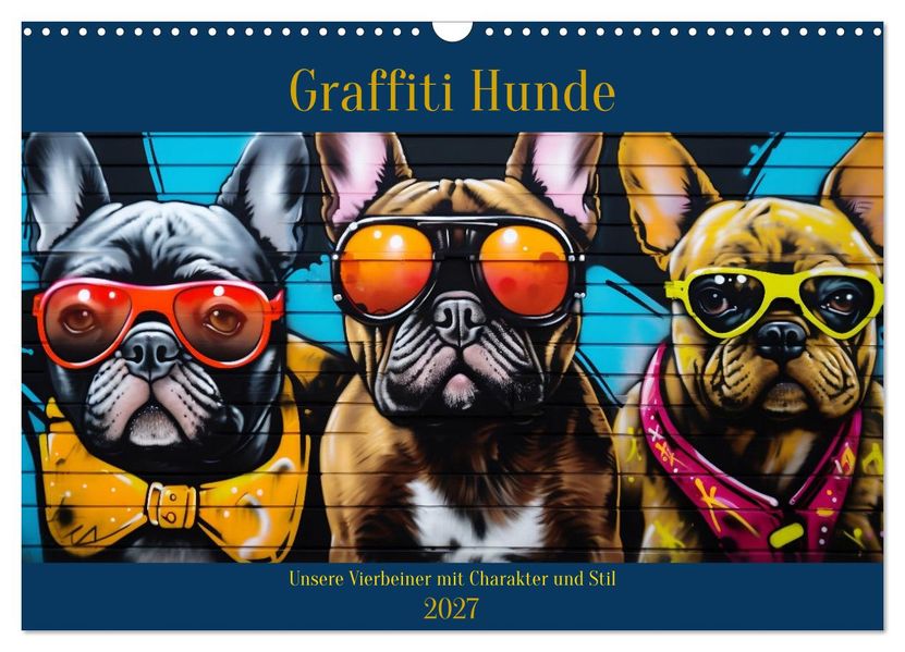 Graffiti Hunde (Wandkalender 2027 DIN A3 quer) CALVENDO Monatskalender