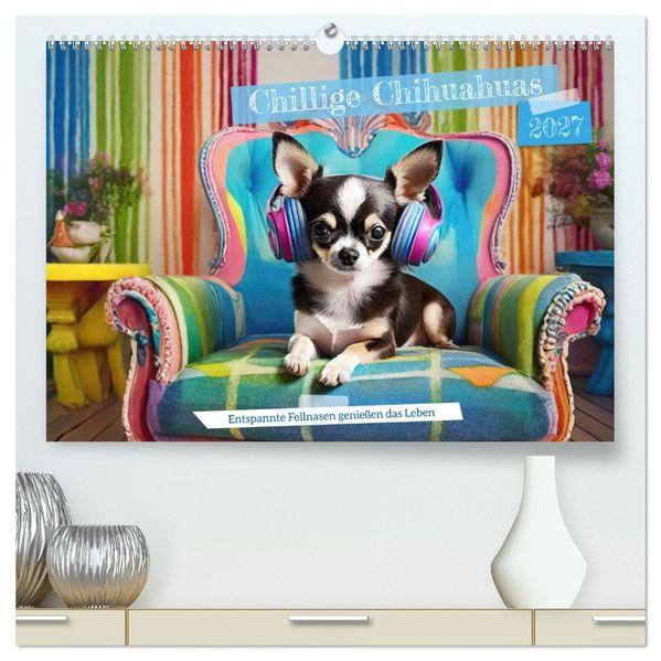 Chillige Chihuahuas - Entspannte Fellnasen genießen das Leben (hochwertiger Premium Wandkalender 2027 DIN A2 quer) Kunstdruck in Hochglanz
