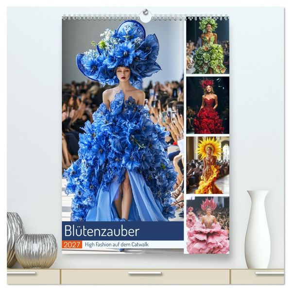 Blütenzauber. High Fashion auf dem Catwalk (hochwertiger Premium Wandkalender 2027 DIN A2 hoch) Kunstdruck in Hochglanz