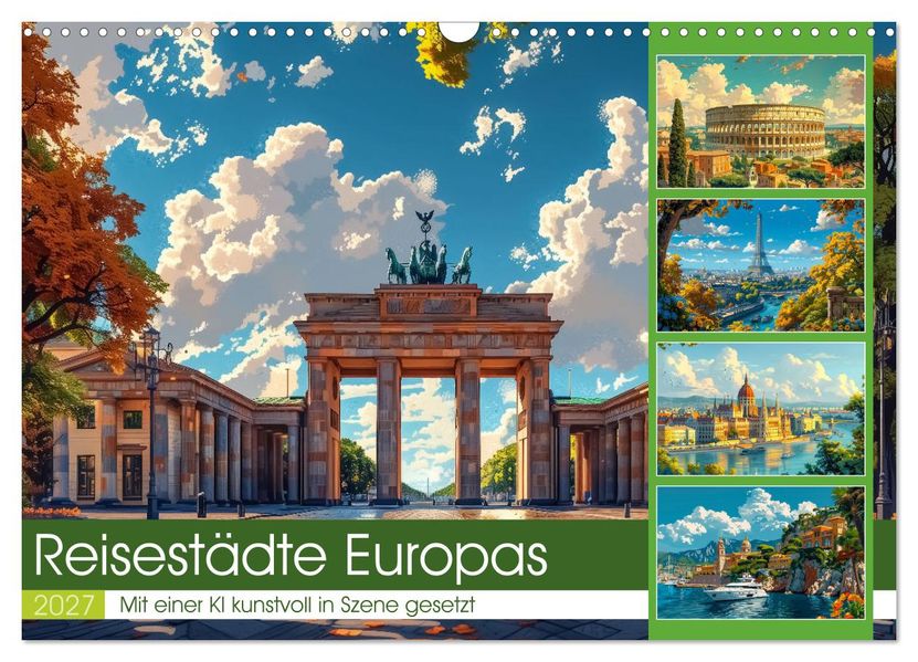 Reisestädte Europas (Wandkalender 2027 DIN A3 quer) CALVENDO Monatskalender