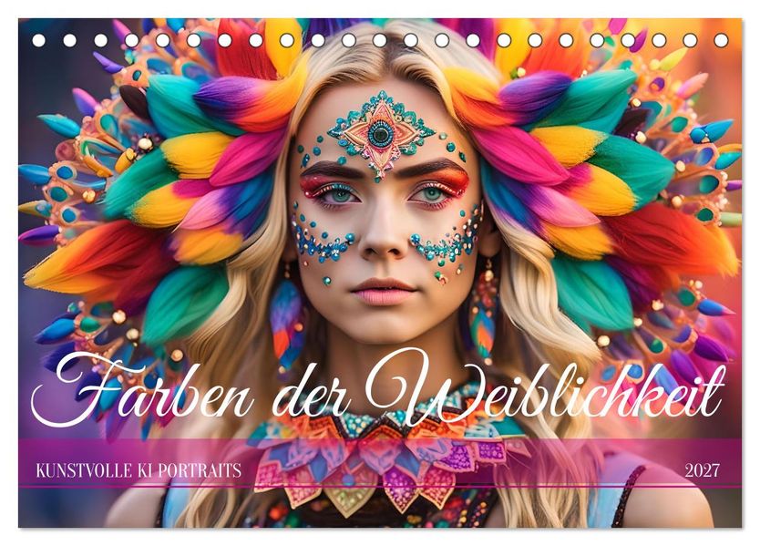 Farben der Weiblichkeit - Kunstvolle KI Portraits (Tischkalender 2027 DIN A5 quer) CALVENDO Monatskalender