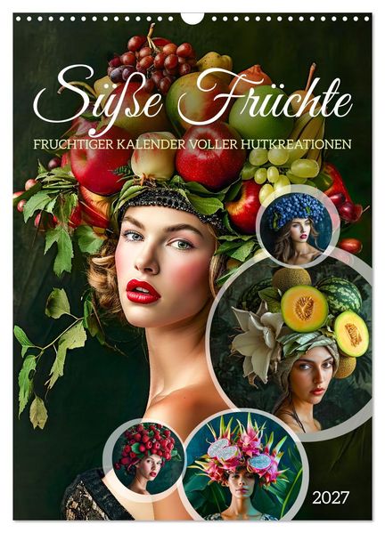 Süße Früchte - Fruchtiger Kalender voller Hutkreationen (Wandkalender 2027 DIN A3 hoch) CALVENDO Monatskalender