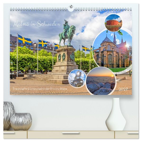 Malmö in Schweden (hochwertiger Premium Wandkalender 2027 DIN A2 quer) Kunstdruck in Hochglanz